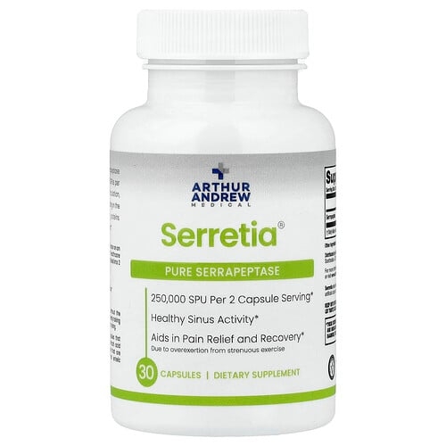 Arthur Andrew Medical Serretia Pure Serrapeptase 30 Capsules 125 000 Spu Per Capsule product image