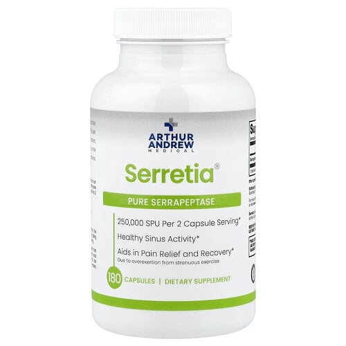 Arthur Andrew Medical Serretia Pure Serrapeptase 180 Capsules 125 000 Spu Per Capsule product image