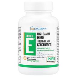 A C Grace Company Unique E High Gamma Mixed Tocopherol Concentrate 30 Softgels