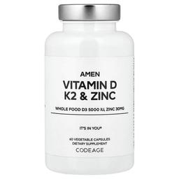 Codeage Amen Vitamin D K2 Zinc 60 Vegetable Capsules