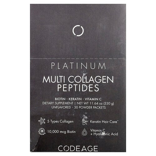 Codeage Multi Collagen Peptides Platinum Unflavored 30 Packets 0 38 Oz 11 G Each product image