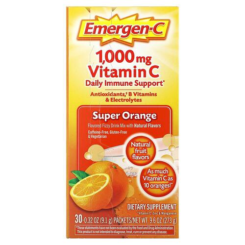 Emergen C Vitamin C Super Orange 1 000 Mg 30 Packets 0 32 Oz 9 1 G Each product image