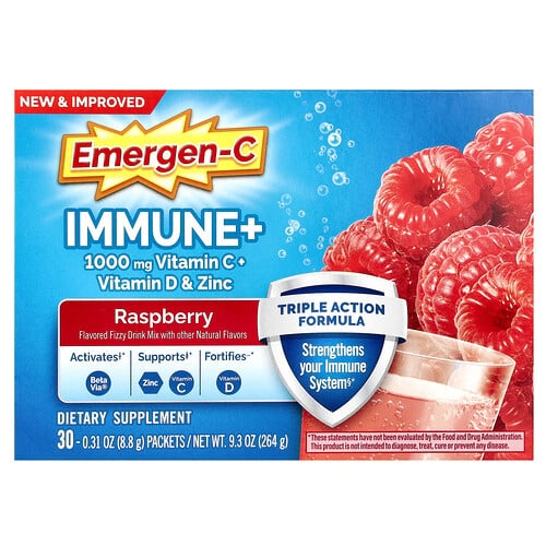 Emergen C Immune Vitamin C Vitamin D Zinc Raspberry 30 Packets 0 31 Oz 8 8 G Each product image