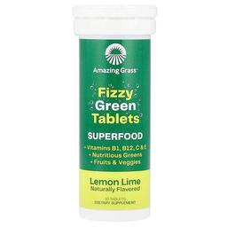 Amazing Grass Fizzy Green Tablets Superfood Lemon Lime 10 Tablets