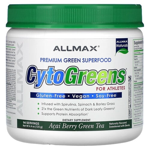 Allmax Cytogreens Premium Green Superfood For Athletes Acai Berry Green Tea 4 4 Oz 125 G product image