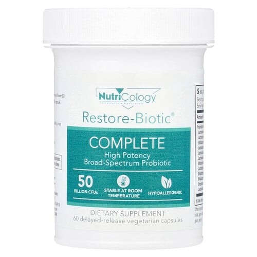 Nutricology Restore Biotic Complete 50 Billion Cfus 60 Delayed Release Vegetarian Capsules product image