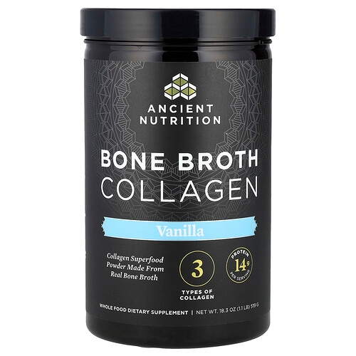 Ancient Nutrition Bone Broth Collagen Vanilla 18 3 Oz 519 G product image