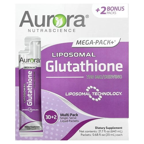 Aurora Nutrascience Mega Pack Liposomal Glutathione 32 Packets 0 68 Fl Oz 20 Ml Each product image