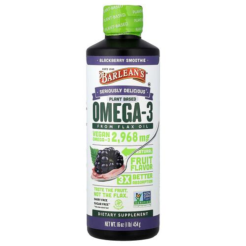 Barlean S Seriously Delicious Plant Based Omega 3 From Flax Oil Blackberry Smoothie 16 Oz 454 G product image