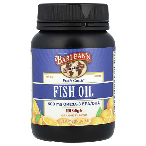 Barlean S Fresh Catch Fish Oil Omega 3 Epa Dha Orange 100 Softgels 300 Mg Per Softgel product image