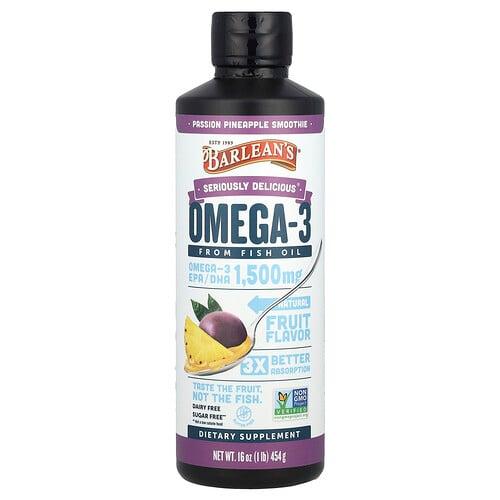 Barlean S Seriously Delicious Omega 3 From Fish Oil Passion Pineapple Smoothie 16 Oz 454 G product image