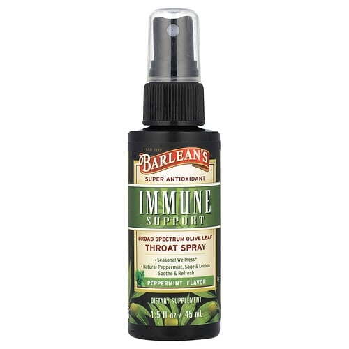 Barlean S Immune Support Broad Spectrum Olive Leaf Throat Spray Peppermint 1 5 Fl Oz 45 Ml product image