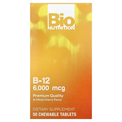 Bio Nutrition Vitamin B 12 Cherry 6 000 Mcg 50 Chewable Tablets product image