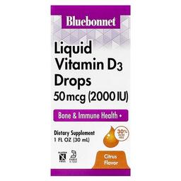 Bluebonnet Nutrition Liquid Vitamin D3 Drops Citrus 50 Mcg 2 000 Iu 1 Fl Oz 30 Ml