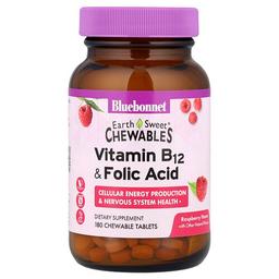 Bluebonnet Nutrition Earthsweet Chewables Vitamin B 12 Folic Acid Raspberry 180 Chewable Tablets