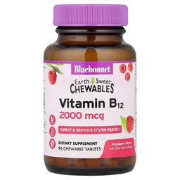 Bluebonnet Nutrition Earth Sweet Chewables Vitamin B12 Raspberry 2 000 Mcg 90 Chewable Tablets