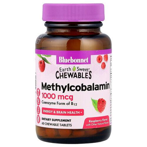 Bluebonnet Nutrition Earthsweet Chewables Methylcobalamin Raspberry 1 000 Mcg 60 Chewable Tablets product image