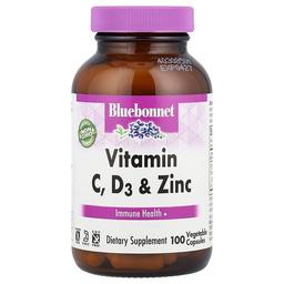 Bluebonnet Nutrition Vitamin C D3 Zinc 100 Vegetable Capsules