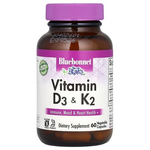 Bluebonnet Nutrition Vitamin D3 K2 60 Vegetable Capsules product image