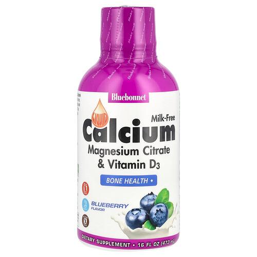 Bluebonnet Nutrition Liquid Calcium Magnesium Citrate Vitamin D3 Blueberry 16 Fl Oz 473 Ml product image