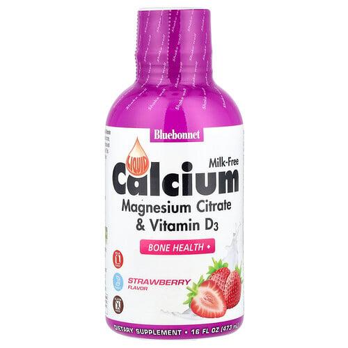 Bluebonnet Nutrition Liquid Calcium Magnesium Citrate Vitamin D3 Strawberry 16 Fl Oz 473 Ml product image