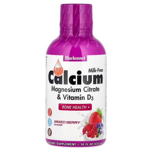 Bluebonnet Nutrition Liquid Calcium Magnesium Citrate Vitamin D3 Mixed Berry 16 Fl Oz 473 Ml product image