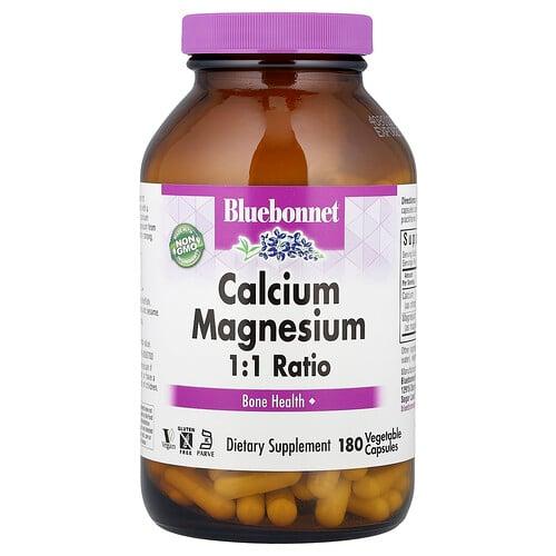 Bluebonnet Nutrition Calcium Magnesium 1 1 Ratio 180 Vegetable Capsules product image