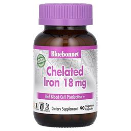 Bluebonnet Nutrition Chelated Iron 18 Mg 90 Vegetable Capsules