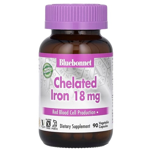 Bluebonnet Nutrition Chelated Iron 18 Mg 90 Vegetable Capsules product image