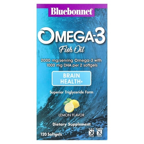 Bluebonnet Nutrition Omega 3 Fish Oil Lemon 120 Softgels product image