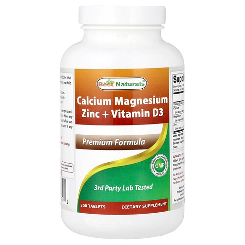 Best Naturals Calcium Magnesium Zinc Vitamin D3 300 Tablets product image