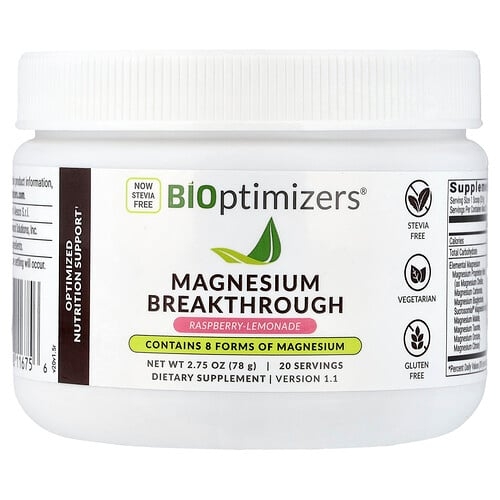 Bioptimizers Magnesium Breakthrough Raspberry Lemonade 2 75 Oz 78 G product image