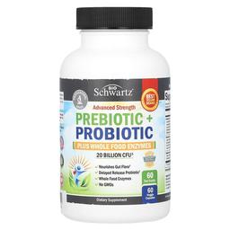 Bioschwartz Advanced Strength Prebiotic Probiotic Plus Whole Food Enzymes 20 Billion Cfu 60 Veggie Capsules