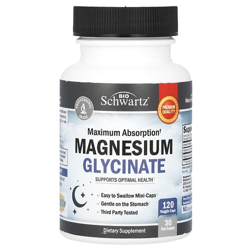 Bioschwartz Maximum Absorption Magnesium Glycinate 120 Veggie Caps product image