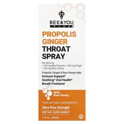 Bee You Propolis Ginger Throat Spray 1 Fl Oz 30 Ml