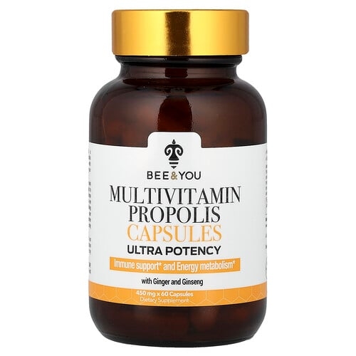 Bee You Multivitamin Propolis Capsules With Ginger And Ginseng Ultra Potency 60 Capsules product image