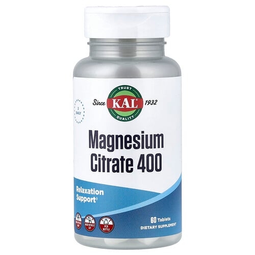 Kal Magnesium Citrate 400 60 Tablets 200 Mg Per Tablet product image