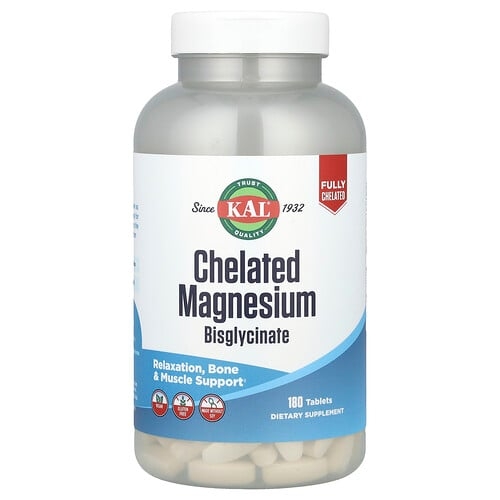 Kal Chelated Magnesium Bisglycinate 180 Tablets 105 Mg Per Tablet product image
