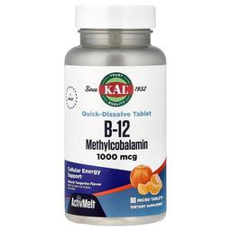 Kal B 12 Methylcobalamin Natural Tangerine 1 000 Mcg 90 Micro Tablets