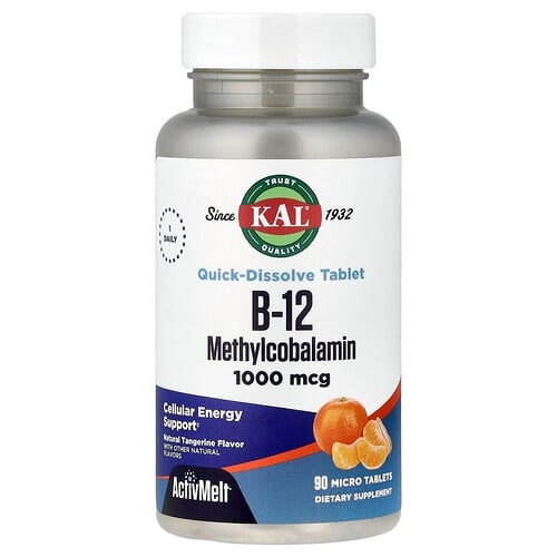 Kal B 12 Methylcobalamin Natural Tangerine 1 000 Mcg 90 Micro Tablets product image
