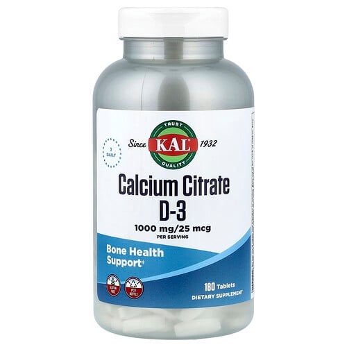 Kal Calcium Citrate D 3 180 Tablets product image