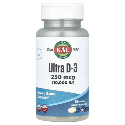 Kal Ultra D 3 250 Mcg 10 000 Iu 90 Softgels product image