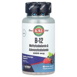 Kal B 12 Methylcobalamin Adenosylcobalamin Mixed Berry 2 000 Mcg 60 Micro Tablets