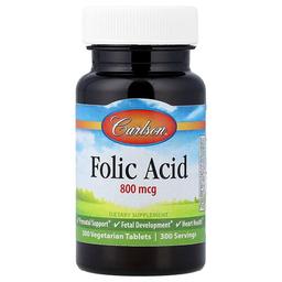 Carlson Folic Acid 800 Mcg 300 Vegetarian Tablets
