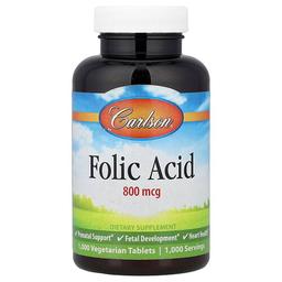 Carlson Folic Acid 800 Mcg 1 000 Vegetarian Tablets