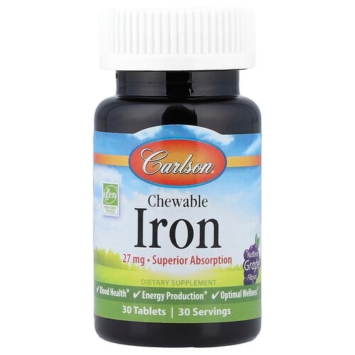 Carlson Chewable Iron Natural Grape 27 Mg 30 Tablets product image