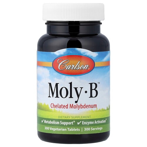 Carlson Moly B Chelated Molybdenum 300 Vegetarian Tablets 500 Mcg Per Tablet product image