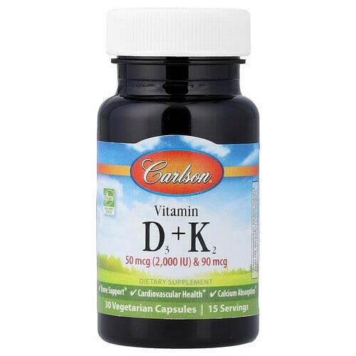 Carlson Vitamins D3 K2 30 Vegetarian Capsules product image