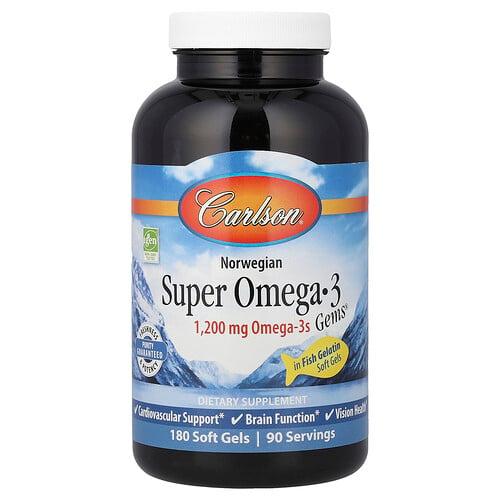 Carlson Norwegian Super Omega 3 Gems 180 Soft Gels product image