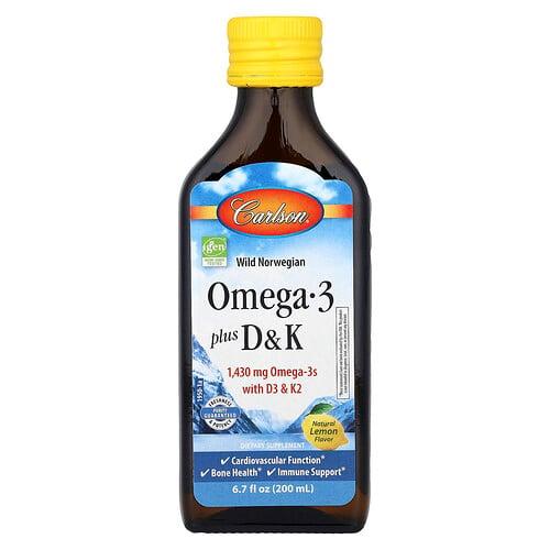 Carlson Wild Norwegian Omega 3 Plus D K Natural Lemon 6 7 Fl Oz 200 Ml product image